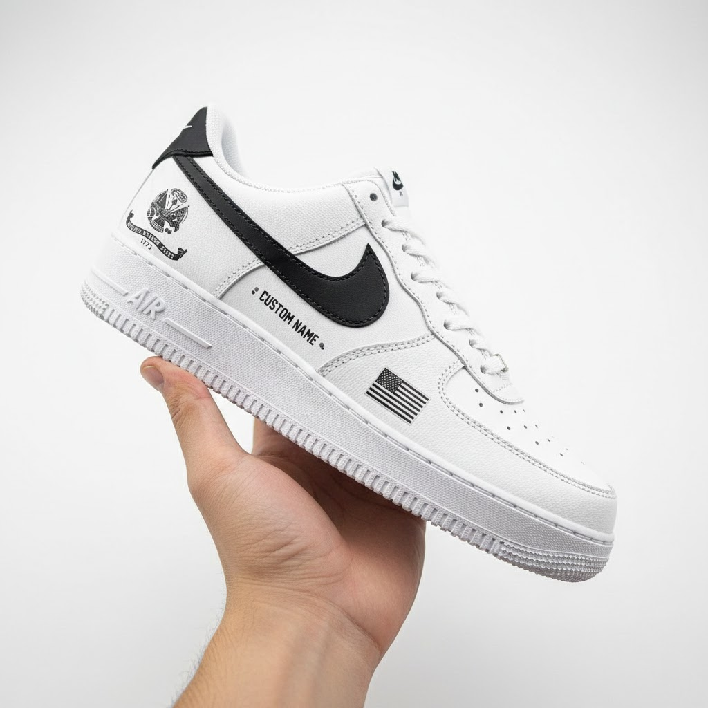 Army Black Knights 250th Anniversary Custom Air Force 1 Sneakers – Black & Gold Edition - LeagueLockerGear