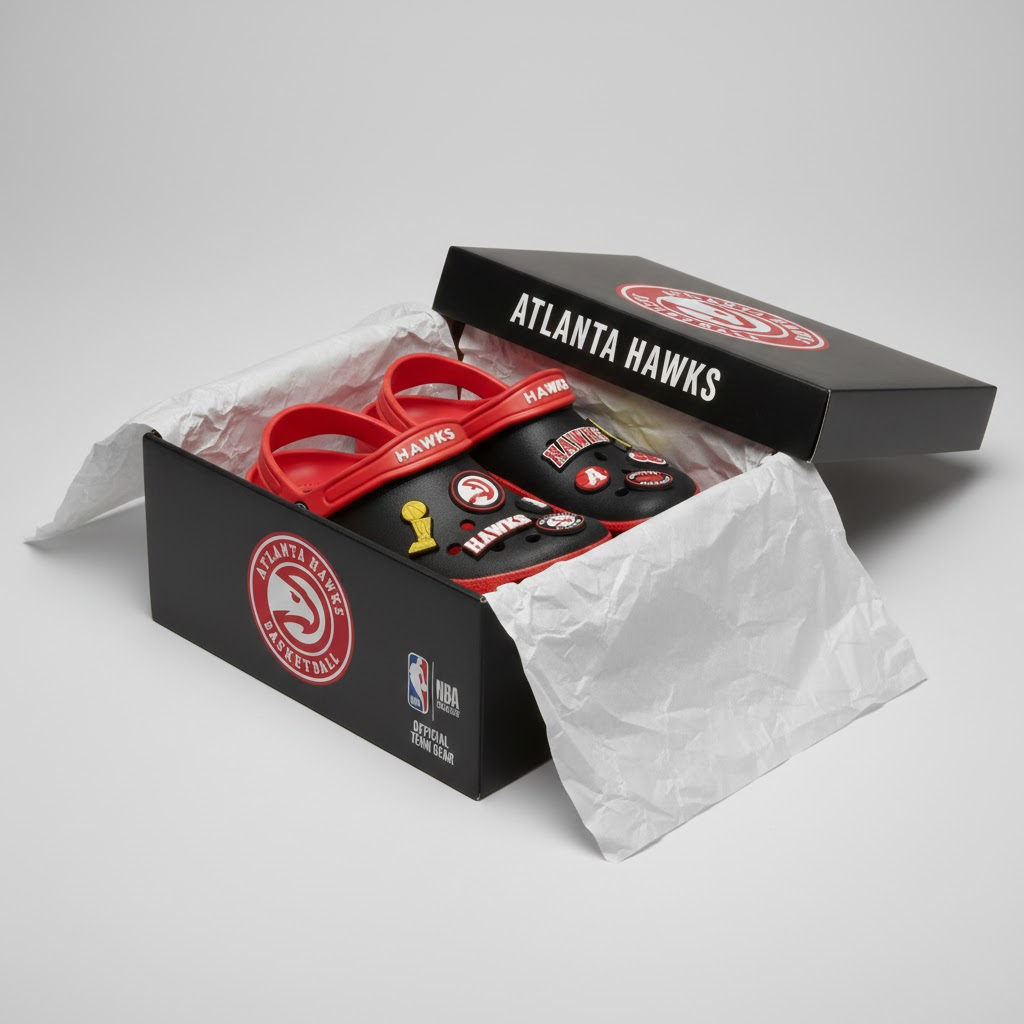 Atlanta Hawks NBA Crocs Clogs – "True to Atlanta" Red Black Yellow Fan Footwear - LeagueLockerGear