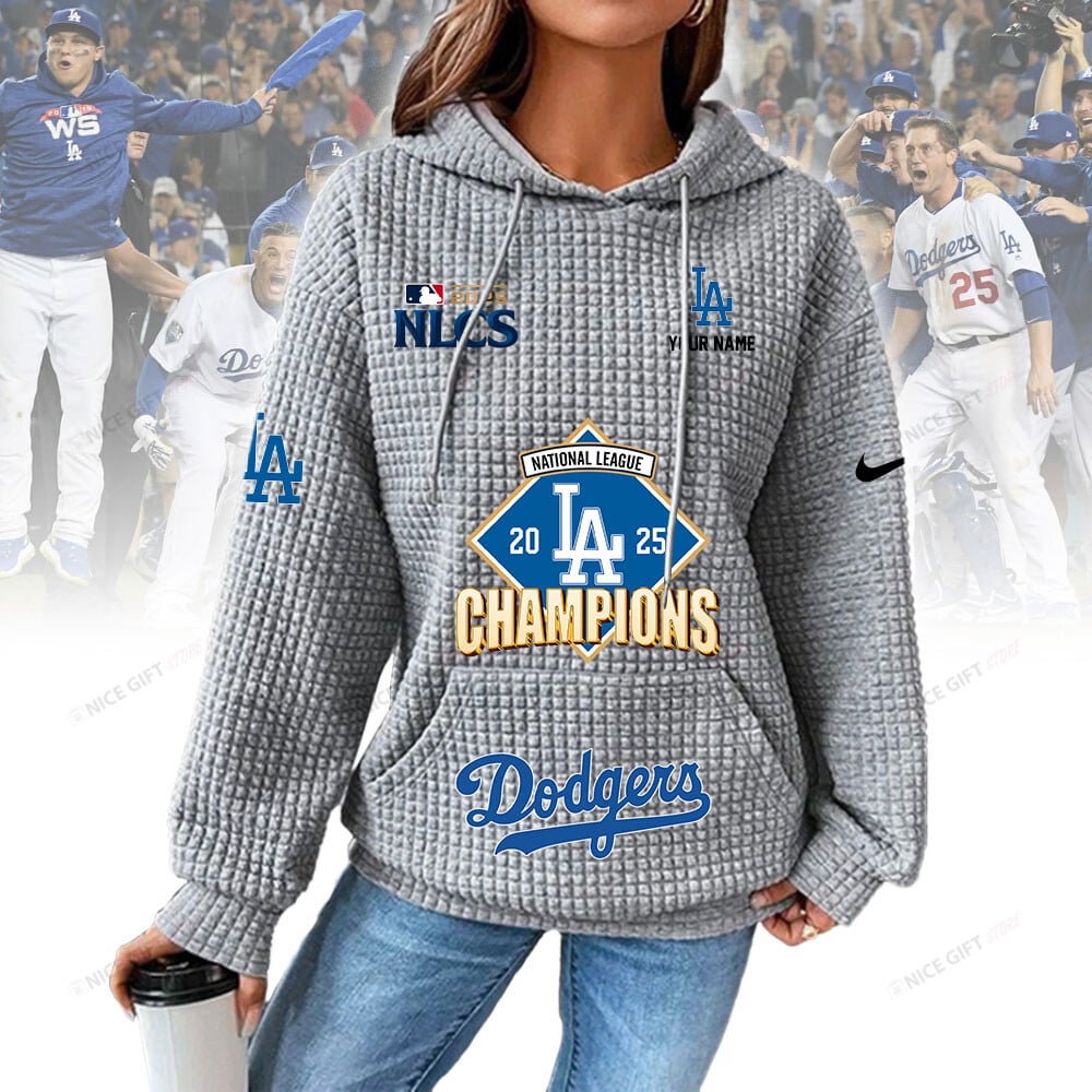 Personalized Los Angeles Dodgers Women's Thick Waffle Knit Hoodie | Buy for only at THK BUY