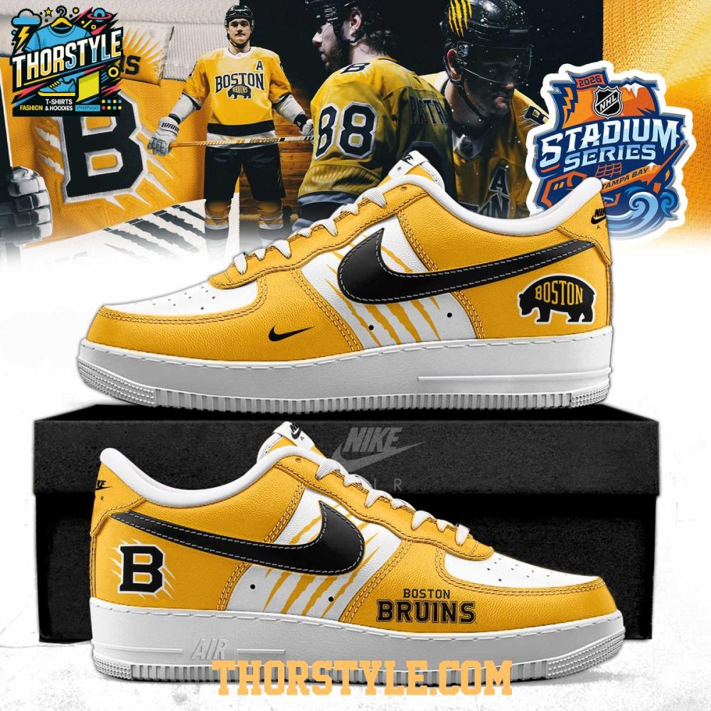 Boston Bruins 2026 Stadium Series Bold Gold Personalized Air Force 1 Shoes