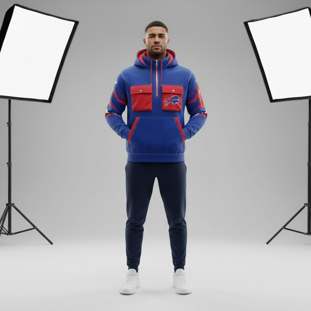 Buffalo Bills "Mafia Performance" 3D Utility Half-Zipper Hoodie - LeagueLockerGear