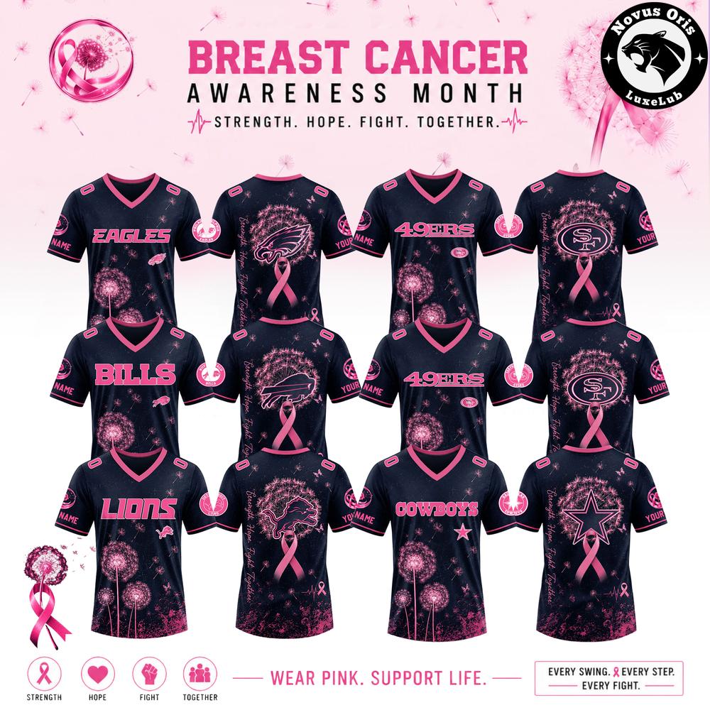 Custom NFL Breast Cancer Awareness Dandelion of Hope Jersey - NovusOris Best Merch For Fans