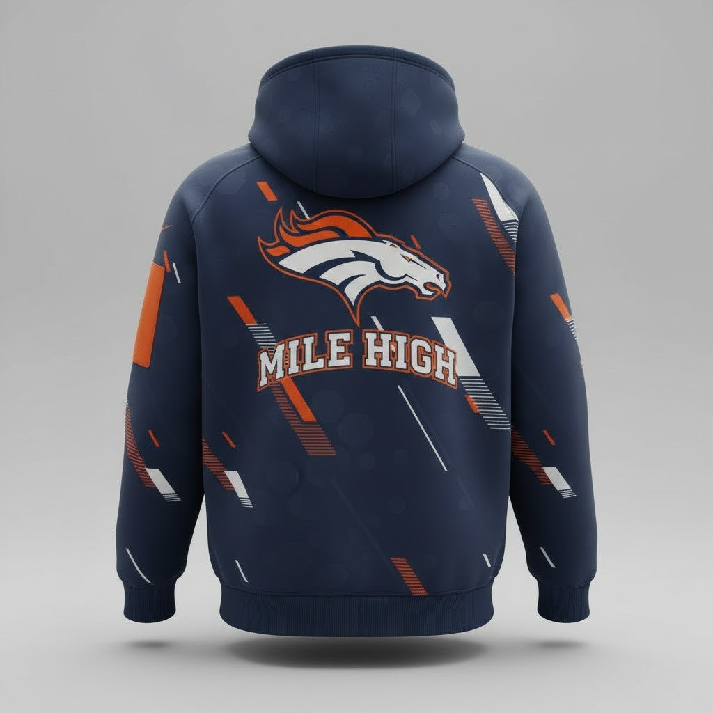 Denver Broncos "Mile High" Tactical 3D Multi-Pocket Half-Zipper Hoodie - LeagueLockerGear