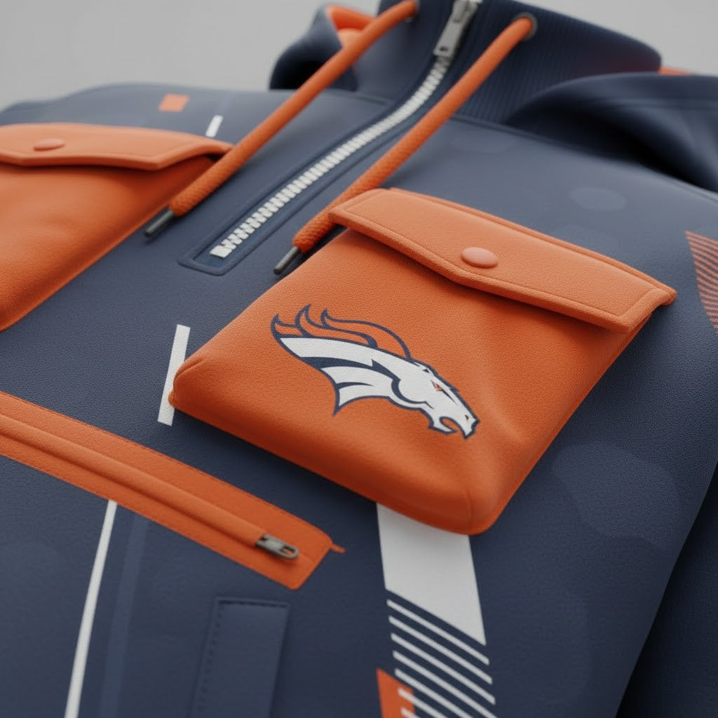Denver Broncos "Mile High" Tactical 3D Multi-Pocket Half-Zipper Hoodie - LeagueLockerGear