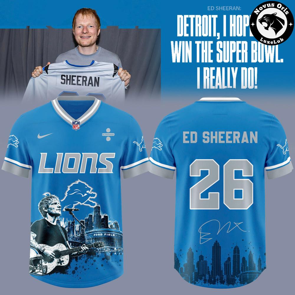Detroit Lions x Ed Sheeran Edition 2026 Graphic Football Jersey - NovusOris Best Merch For Fans