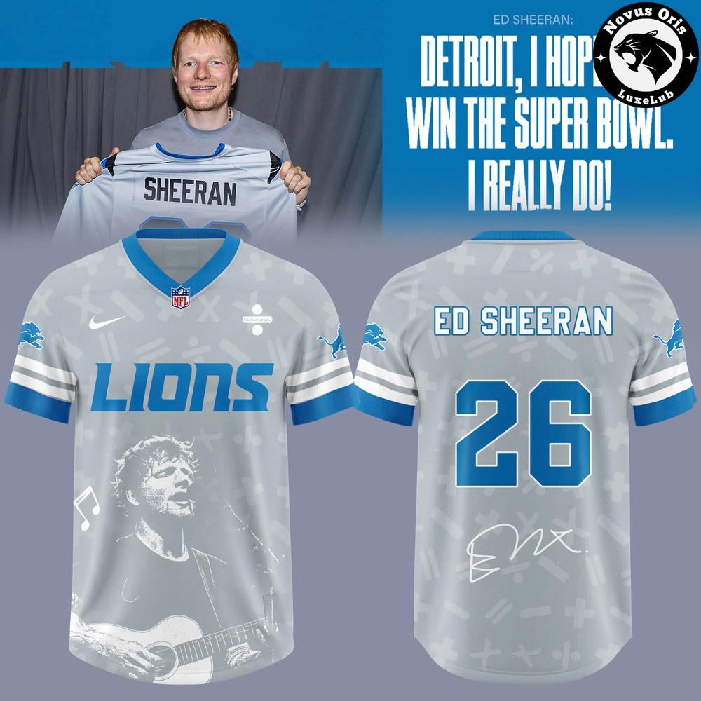 Detroit Lions x Ed Sheeran Edition 2026 Graphic Football Jersey - NovusOris Best Merch For Fans
