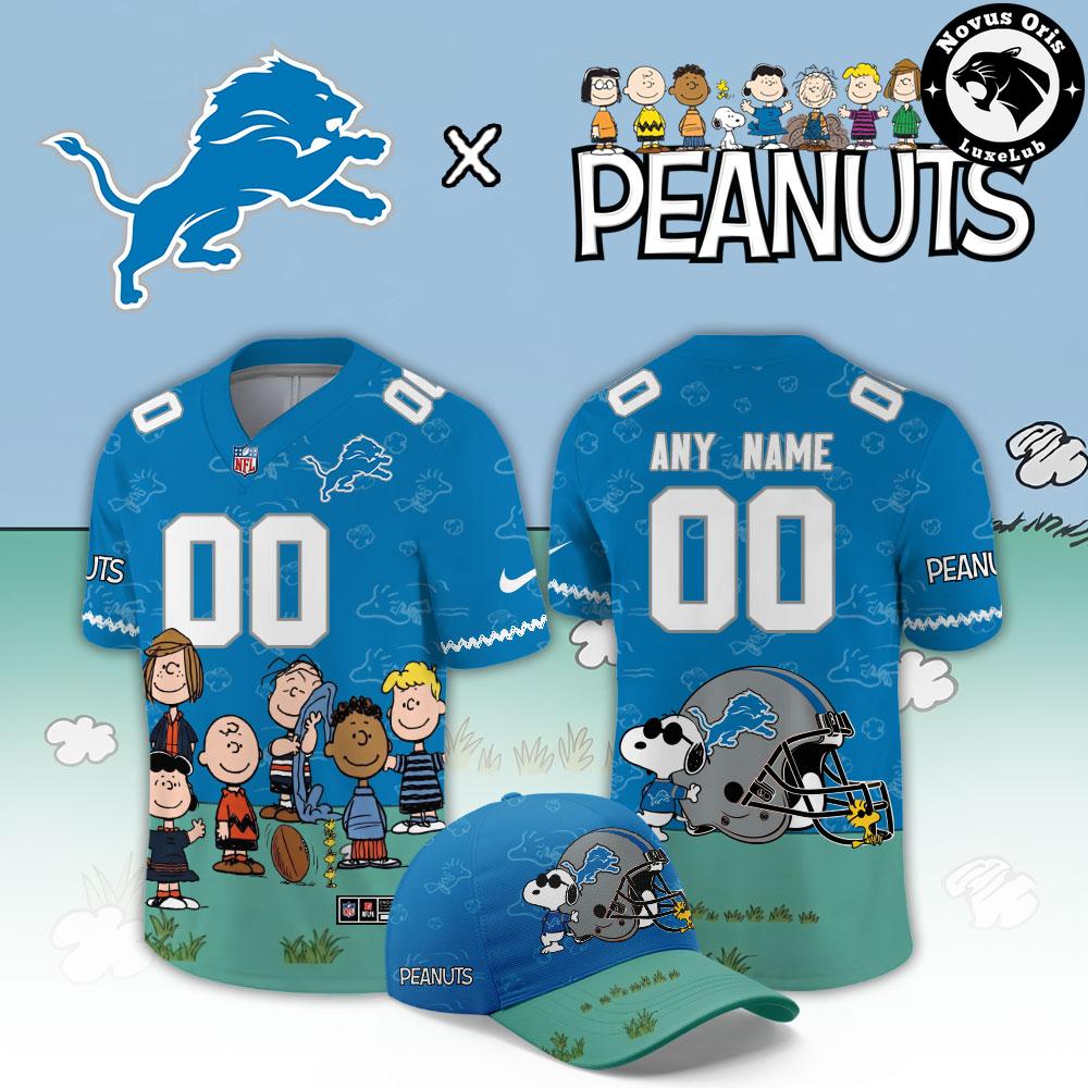 Detroit Lions x Peanuts Night Snoopy Custom Football Jersey - NovusOris Best Merch For Fans
