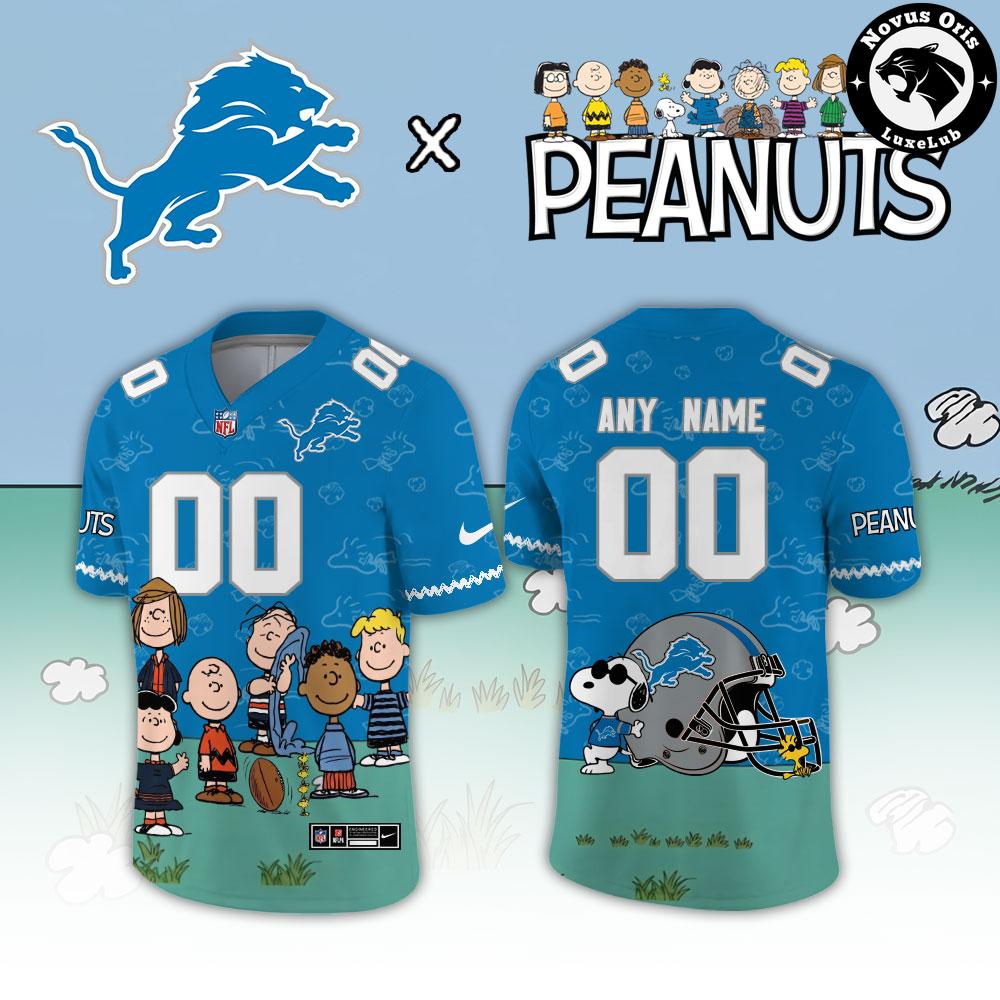 Detroit Lions x Peanuts Night Snoopy Custom Football Jersey - NovusOris Best Merch For Fans