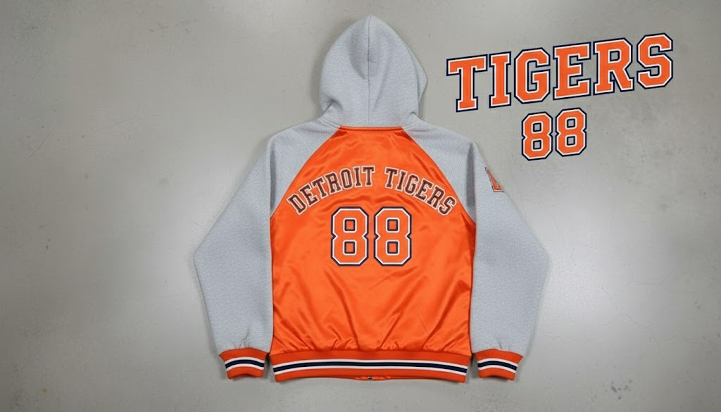 Detroit Tigers Bomber Hoodie Jacket - Old English D Logo Gift - LeagueLockerGear
