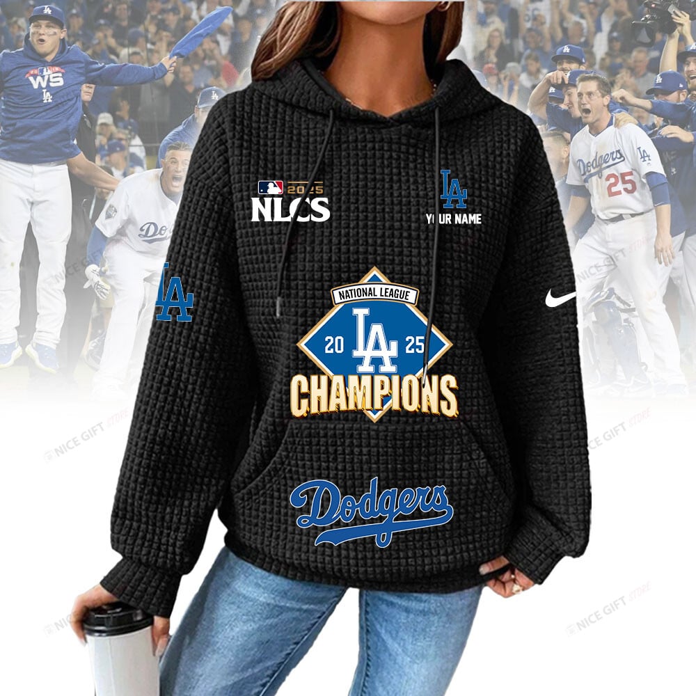 Personalized Los Angeles Dodgers Women's Thick Waffle Knit Hoodie | Buy for only at THK BUY