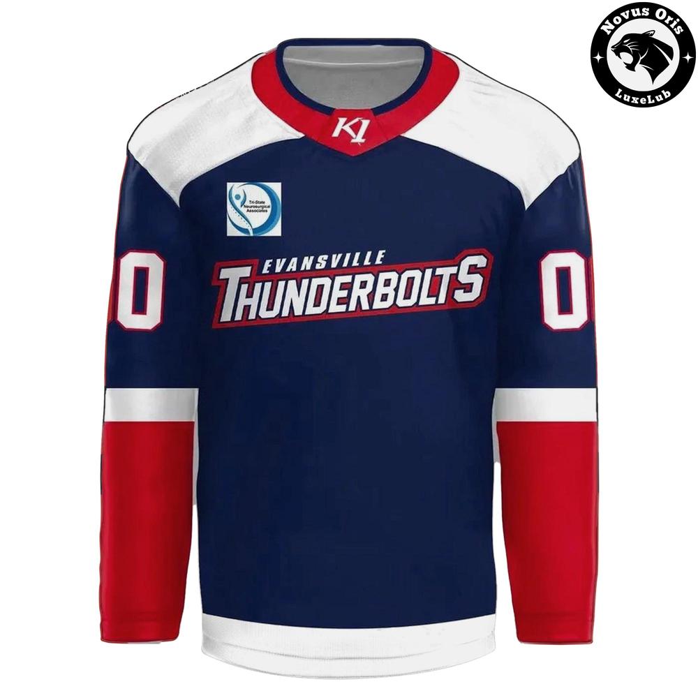 Evansville Thunderbolts 2026 Presidents Cup Champions Back-to-Back Hockey Jersey - NovusOris Best Merch For Fans