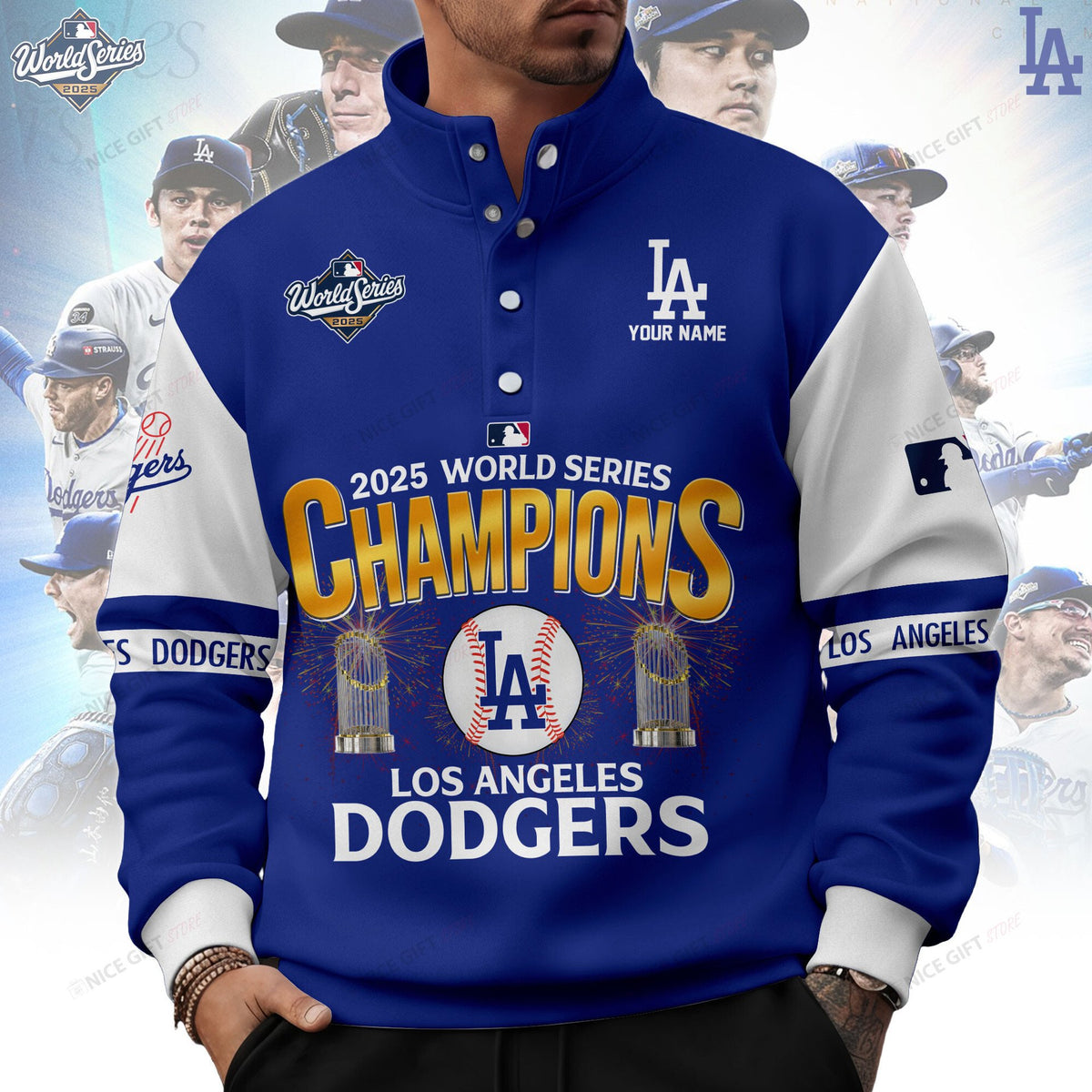 Personalized Los Angeles Dodgers Stand Collar Sweatshirt - THK117325 | Buy for only at THK BUY