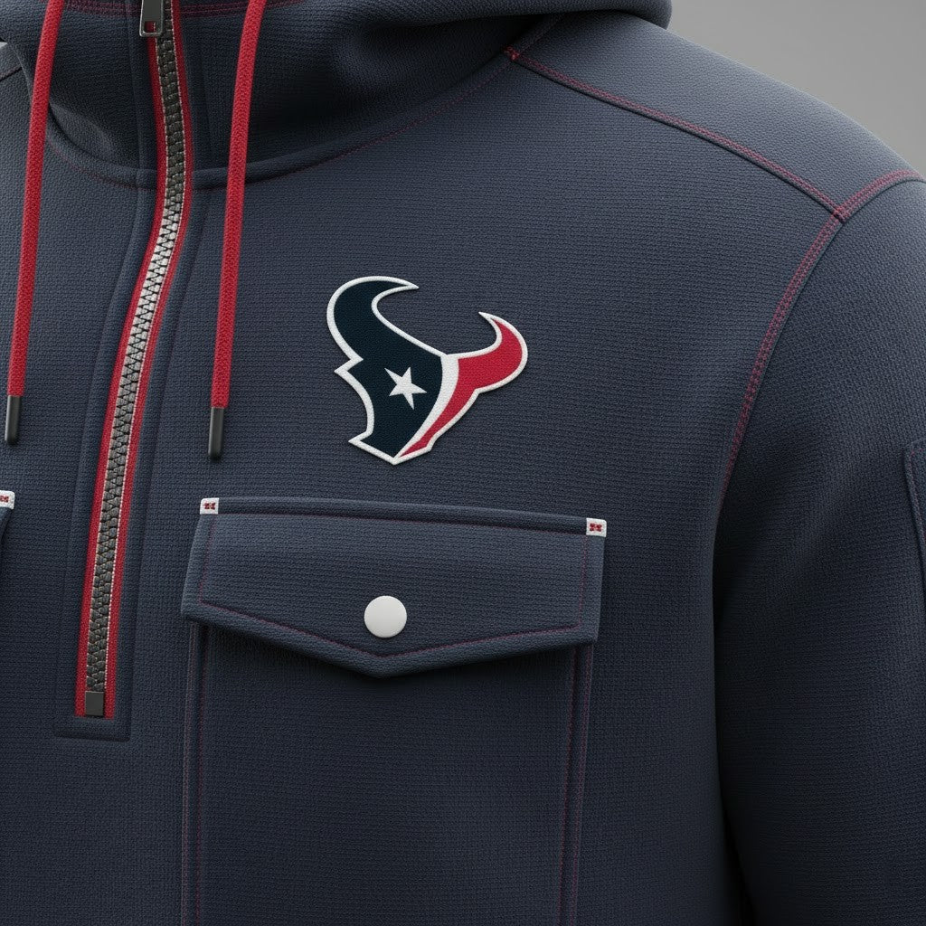 Houston Texans "H-Town" Tactical 3D Multi-Pocket Half-Zipper Hoodie - LeagueLockerGear