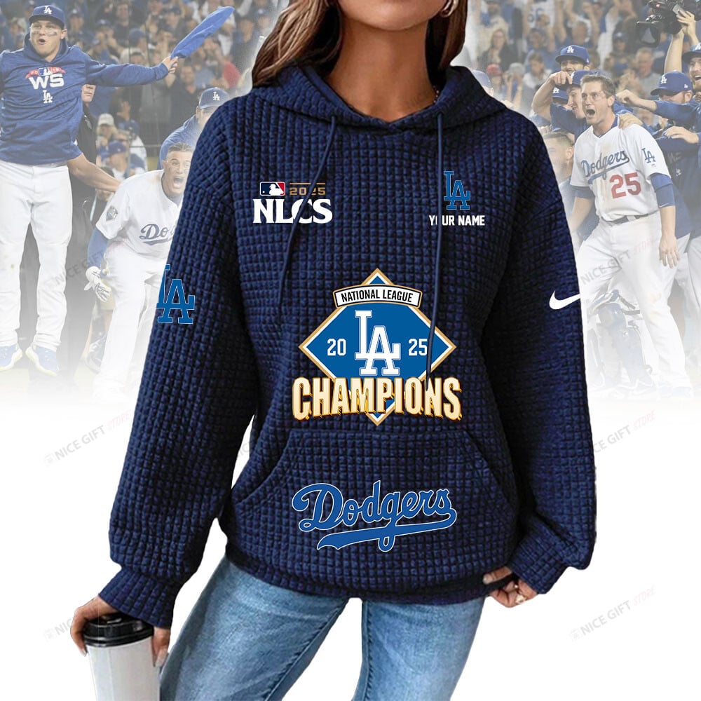 Personalized Los Angeles Dodgers Women's Thick Waffle Knit Hoodie | Buy for only at THK BUY