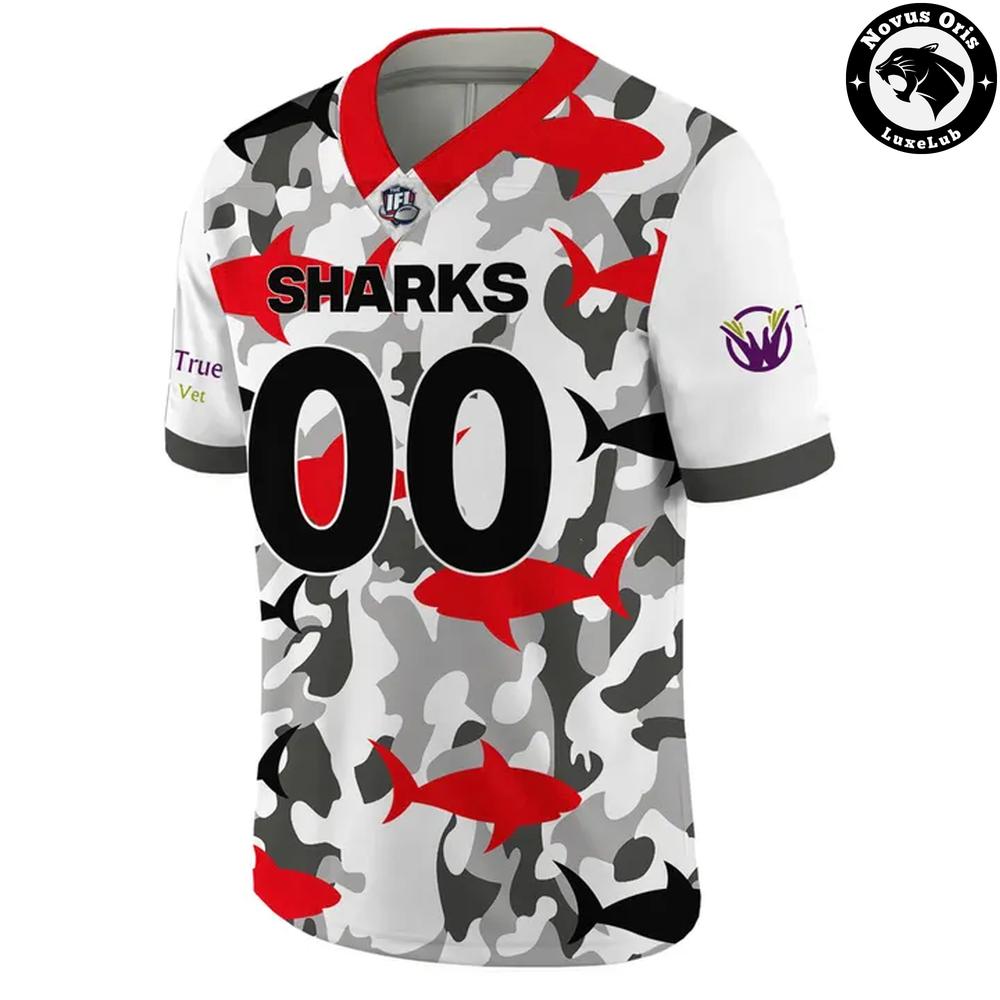 Jacksonville Sharks IFL Military Appreciation Custom Football Jersey - NovusOris Best Merch For Fans