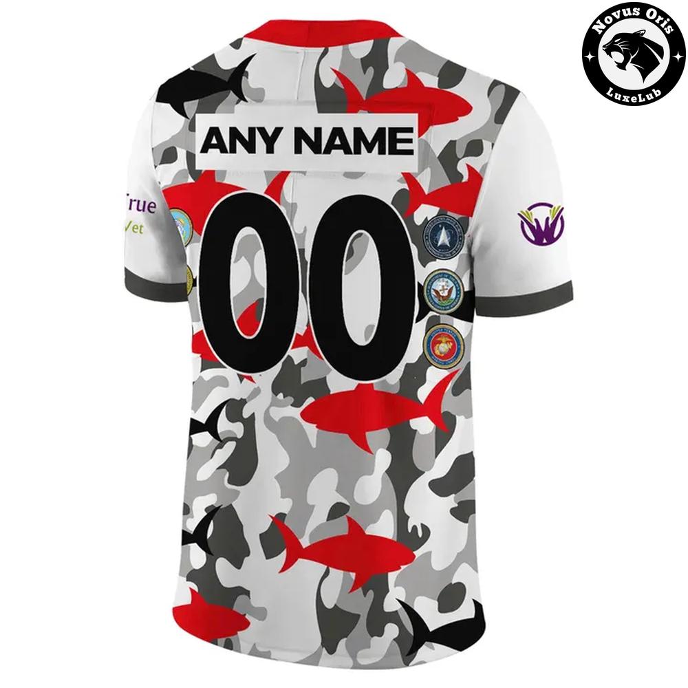 Jacksonville Sharks IFL Military Appreciation Custom Football Jersey - NovusOris Best Merch For Fans