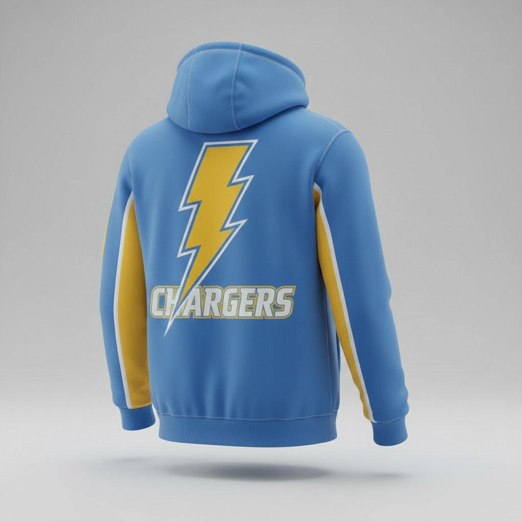 Los Angeles Chargers "Bolt Up" Tactical 3D Multi-Pocket Half-Zipper Hoodie – 2026 Edition - LeagueLockerGear