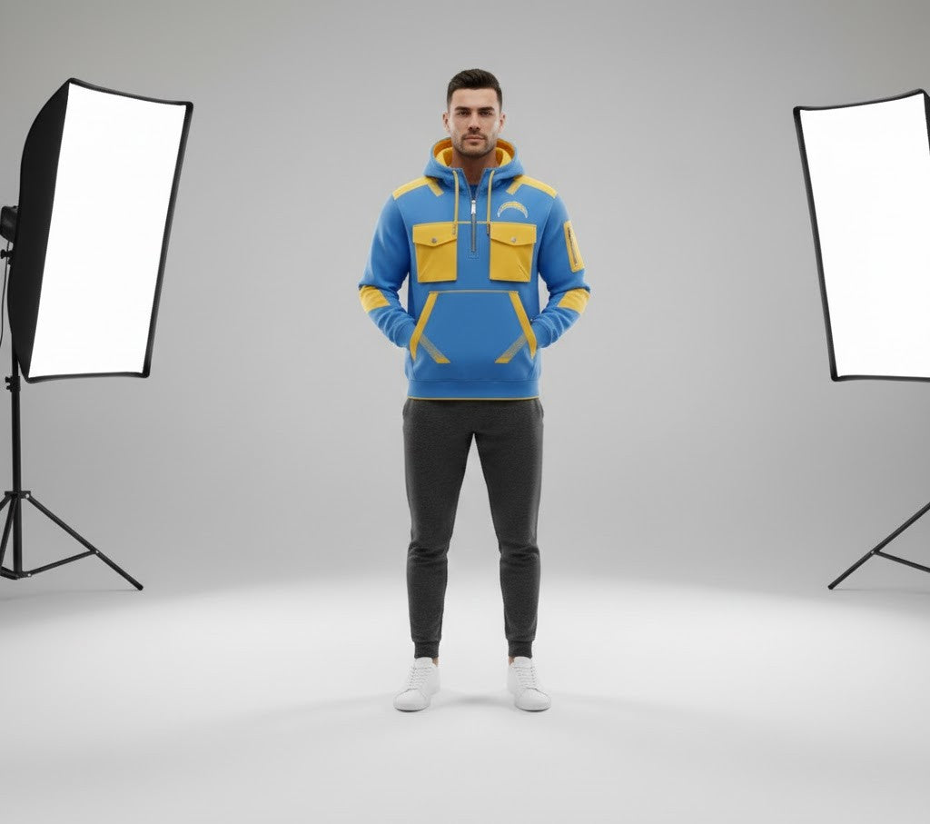 Los Angeles Chargers "Bolt Up" Tactical 3D Multi-Pocket Half-Zipper Hoodie – 2026 Edition - LeagueLockerGear