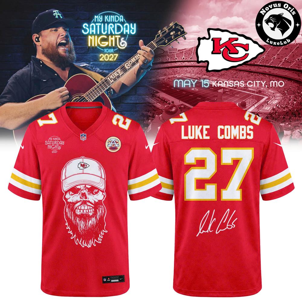 Luke Combs Kansas City Chiefs My Kinda Saturday Night Tour 2027 Jersey - NovusOris Best Merch For Fans