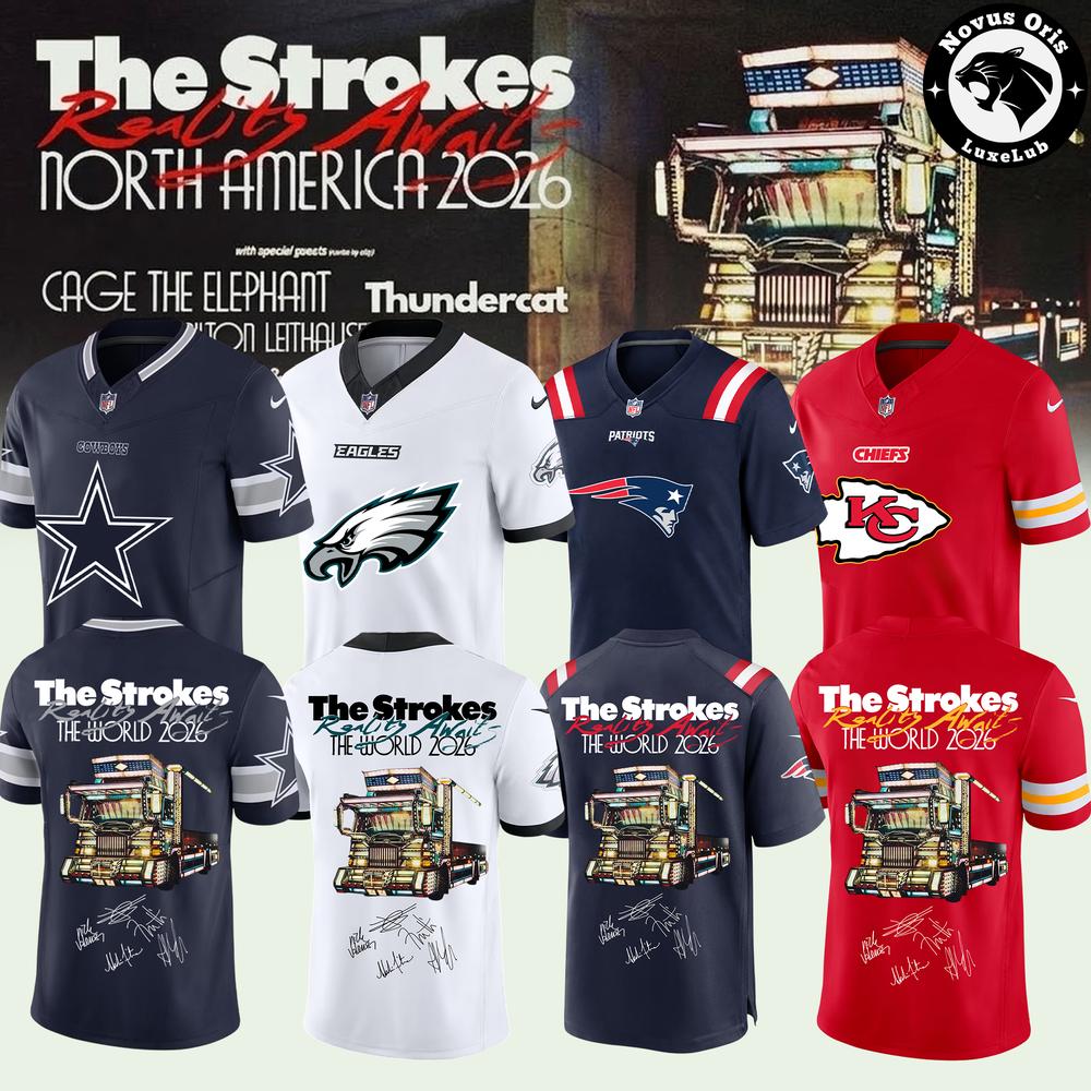 NFL x The Strokes Reality Awaits Tour 2026 Graphic Football Jersey - NovusOris Best Merch For Fans