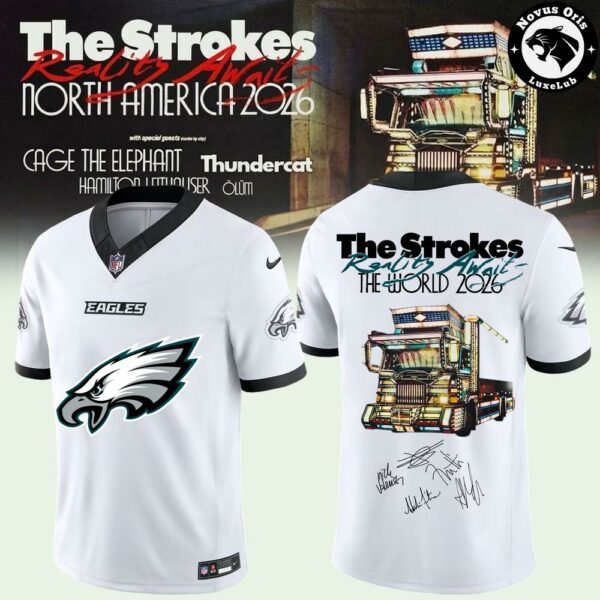 NFL x The Strokes Reality Awaits Tour 2026 Graphic Football Jersey - NovusOris Best Merch For Fans