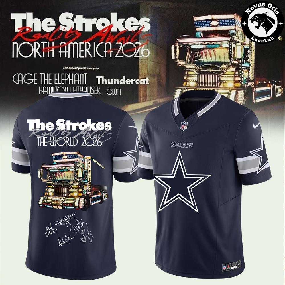 NFL x The Strokes Reality Awaits Tour 2026 Graphic Football Jersey - NovusOris Best Merch For Fans