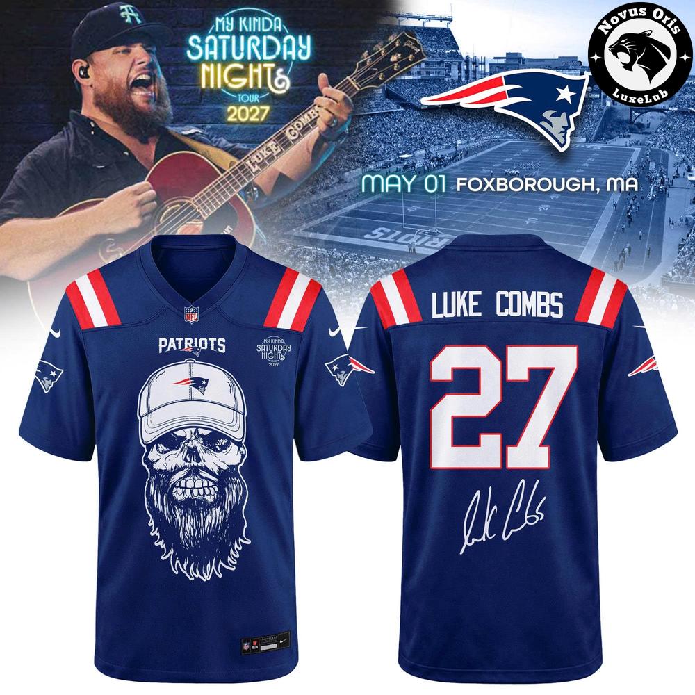 New England Patriots x Luke Combs My Kinda Saturday Night Tour 2027 Jersey - NovusOris Best Merch For Fans