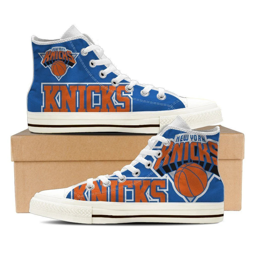 Custom New York Knicks High-Top Sneakers - Men's/Unisex Basketball Style Footwear - LeagueLockerGear