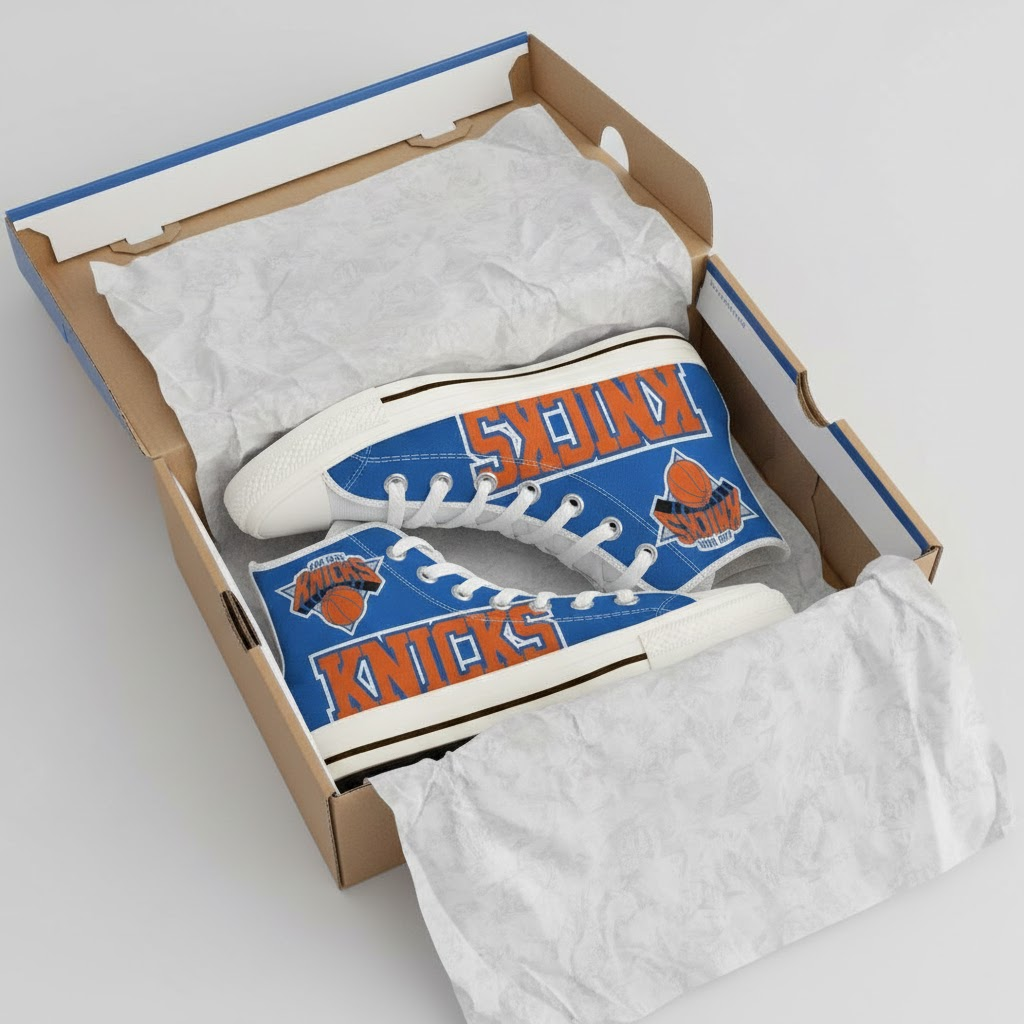 Custom New York Knicks High-Top Sneakers - Men's/Unisex Basketball Style Footwear - LeagueLockerGear