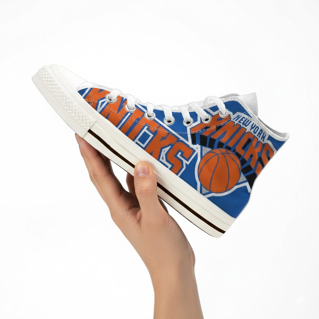 Custom New York Knicks High-Top Sneakers - Men's/Unisex Basketball Style Footwear - LeagueLockerGear