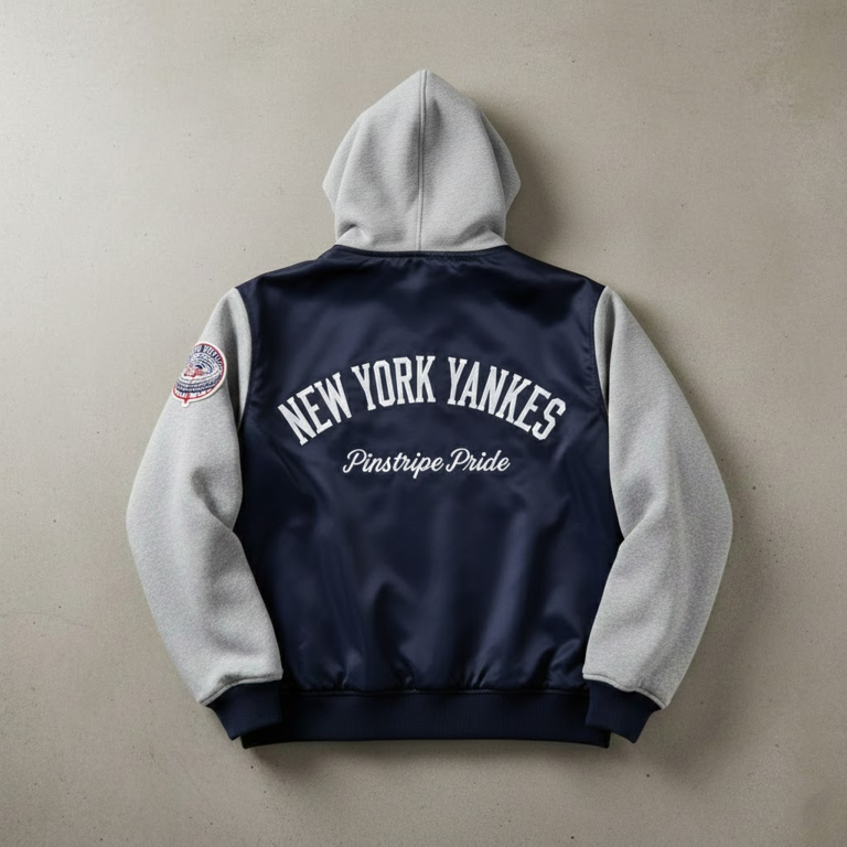New York Yankees Bomber Hoodie Jacket - The Bronx Bombers Outerwear - LeagueLockerGear