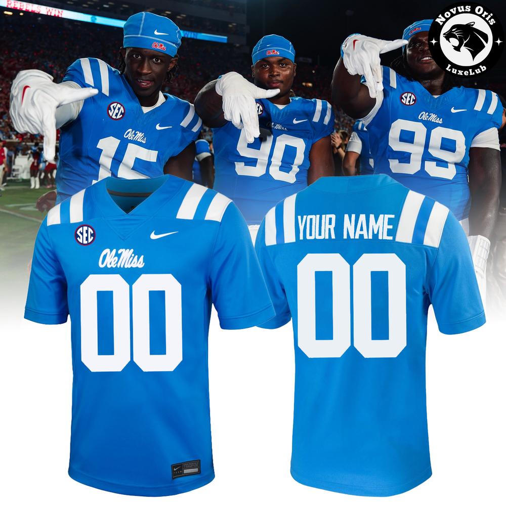 Ole Miss Rebels Custom Powder Blue Football Jersey - NovusOris Best Merch For Fans