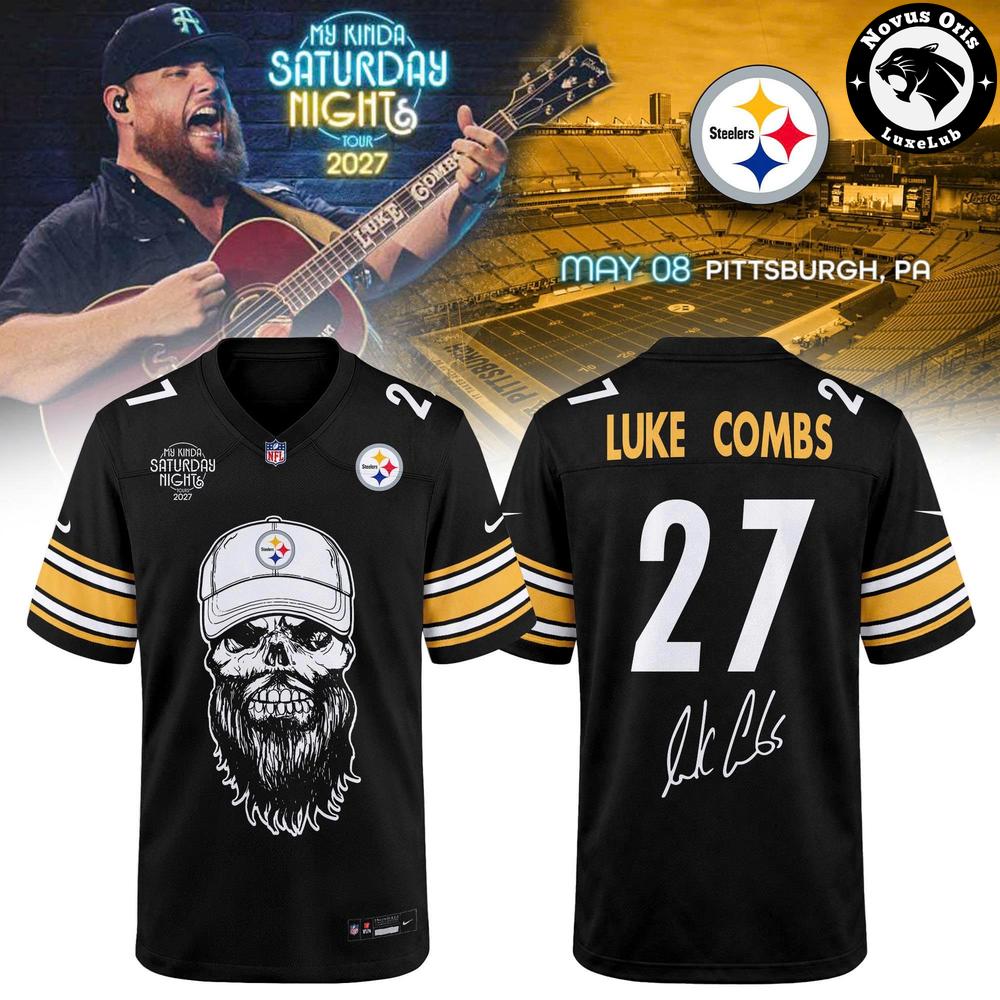 Pittsburgh Steelers x Luke Combs My Kinda Saturday Night Tour 2027 Jersey - NovusOris Best Merch For Fans
