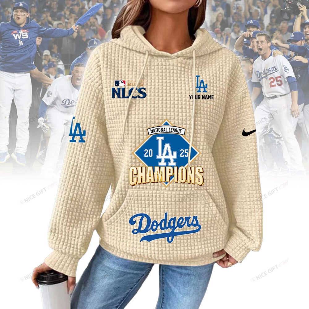 Personalized Los Angeles Dodgers Women's Thick Waffle Knit Hoodie | Buy for only at THK BUY