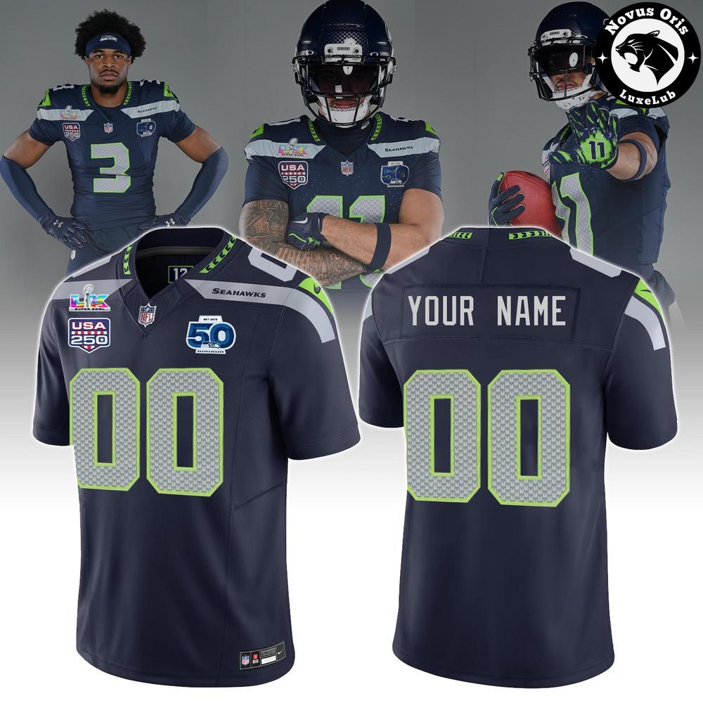 Seattle Seahawks Super Bowl LX Jersey - USA 250th Anniversary Edition - NovusOris Best Merch For Fans