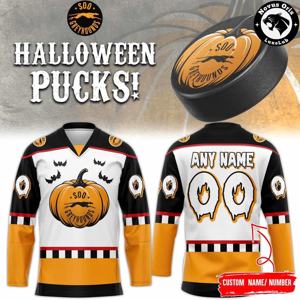 Soo Greyhounds x Halloween Night 2026 Hockey Jersey - NovusOris Best Merch For Fans