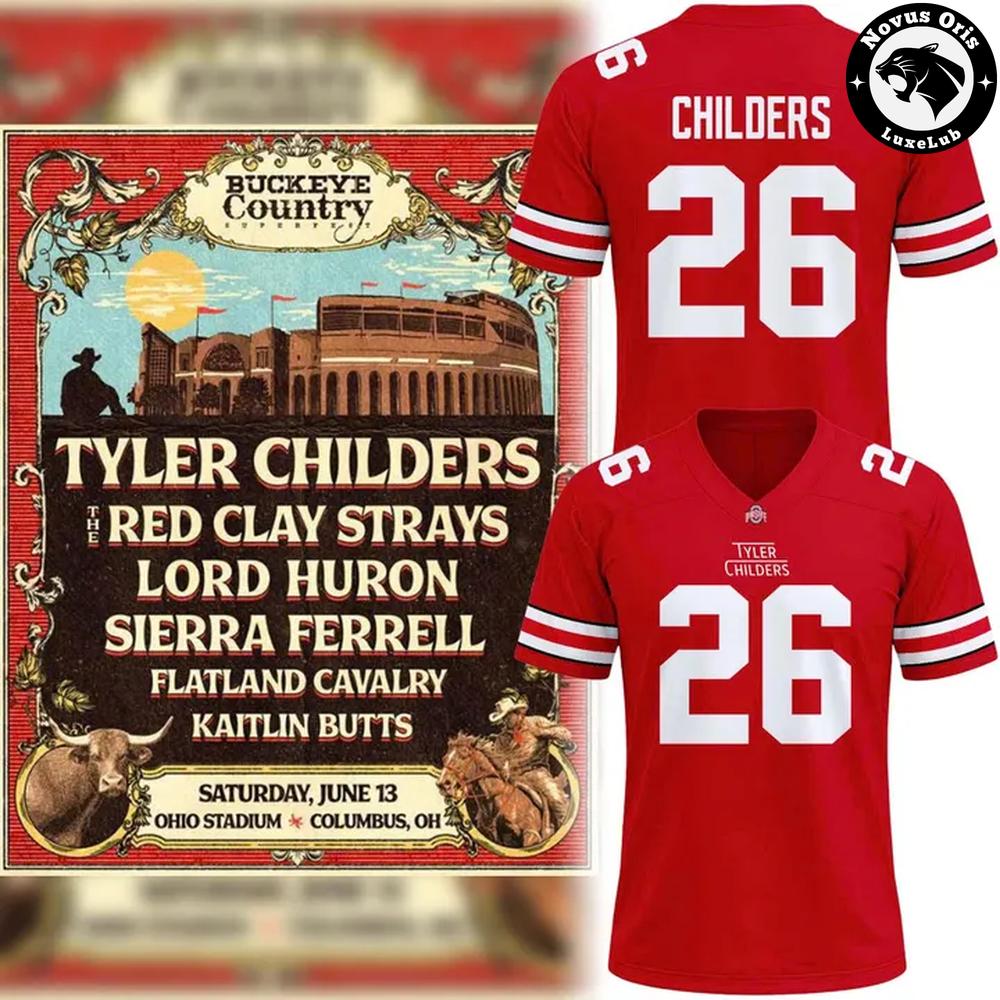 Tyler Childers x Ohio State Buckeyes - Buckeye Country Superfest 2026 Ohio Stadium Jersey - NovusOris Best Merch For Fans