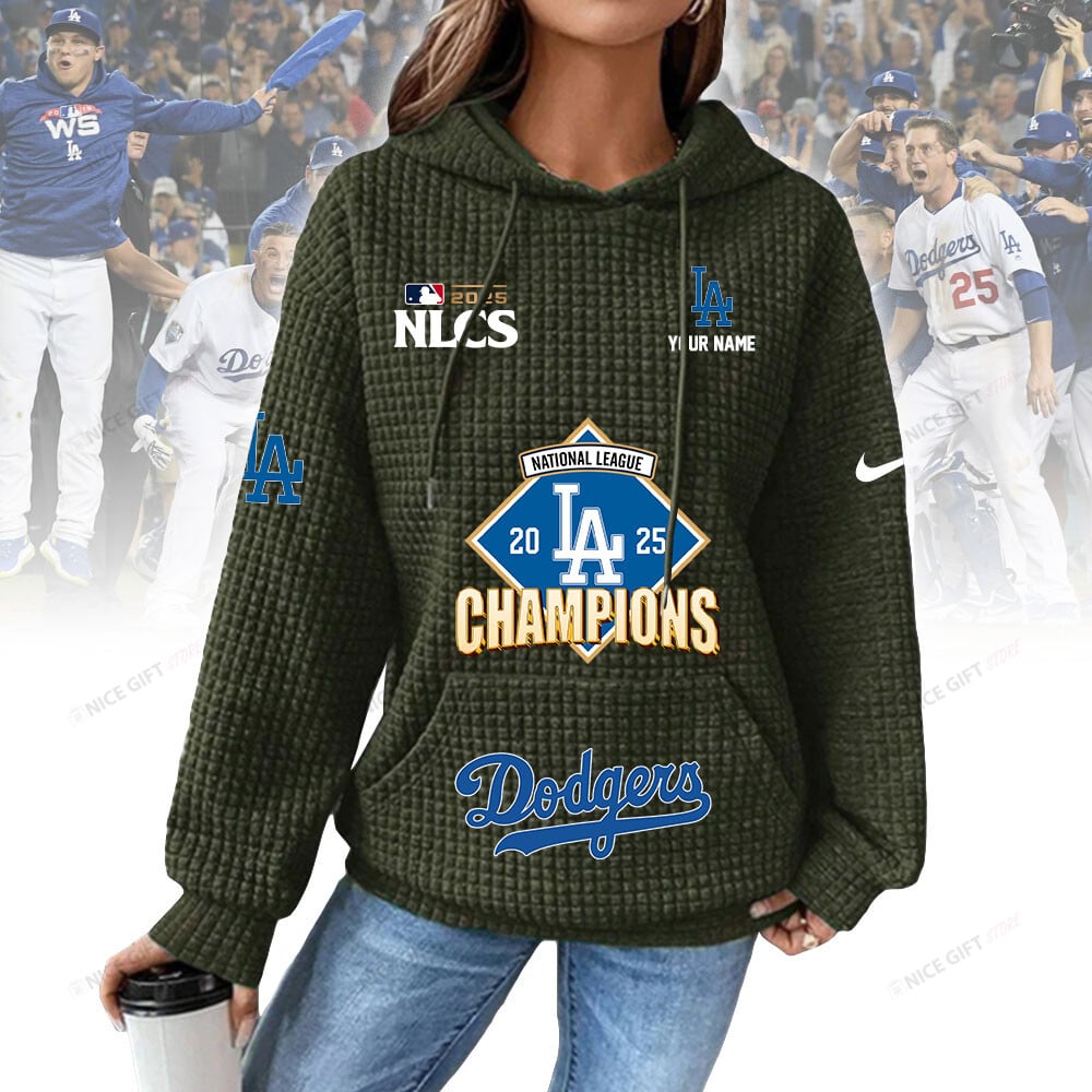 Personalized Los Angeles Dodgers Women's Thick Waffle Knit Hoodie | Buy for only at THK BUY