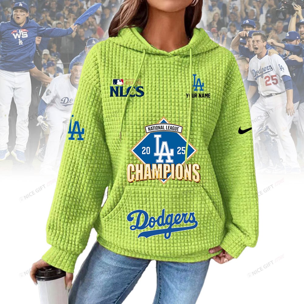 Personalized Los Angeles Dodgers Women's Thick Waffle Knit Hoodie | Buy for only at THK BUY