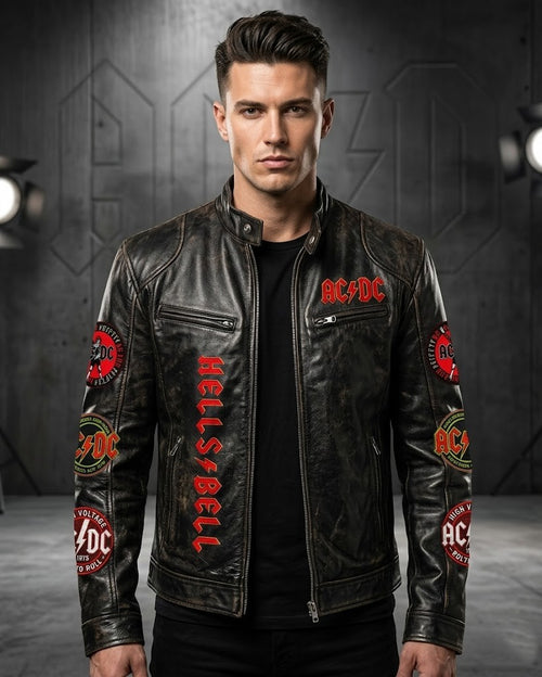 AC/DC 53rd Anniversary Hell's Bells Leather Jacket - LeagueLockerGear