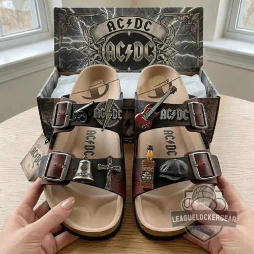 AC/DC Hells Bells High Voltage Sandals With Charms - LeagueLockerGear