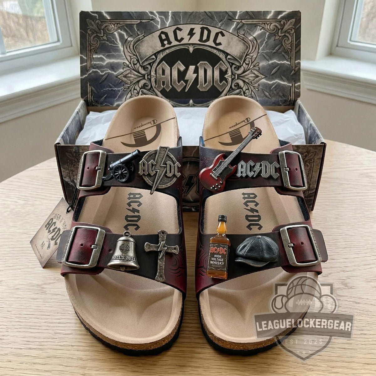 AC/DC Hells Bells High Voltage Sandals With Charms - LeagueLockerGear