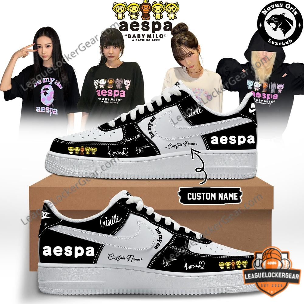 aespa x BAPE BABY MILO Custom Nike Air Force 1 Sneakers - LeagueLockerGear