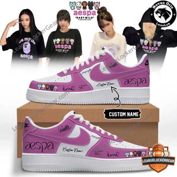 aespa x BAPE BABY MILO Custom Nike Air Force 1 Sneakers - LeagueLockerGear