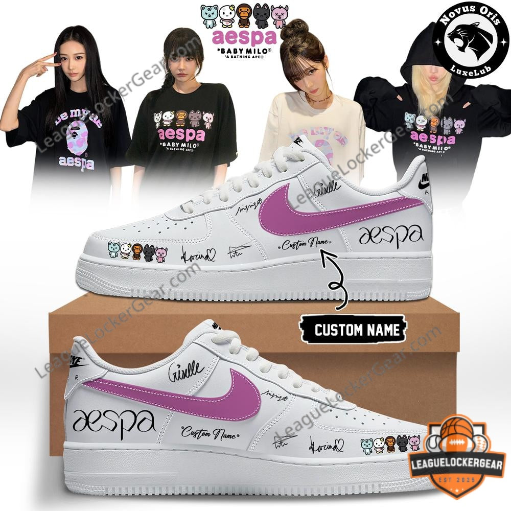 aespa x BAPE BABY MILO Custom Nike Air Force 1 Sneakers - LeagueLockerGear