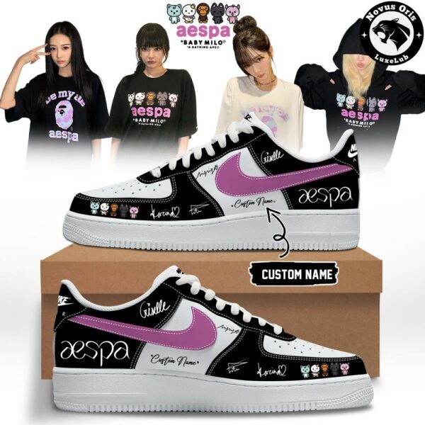 aespa x BAPE Baby Milo Custom Signed Edition Air Force 1 - NovusOris Best Merch For Fans