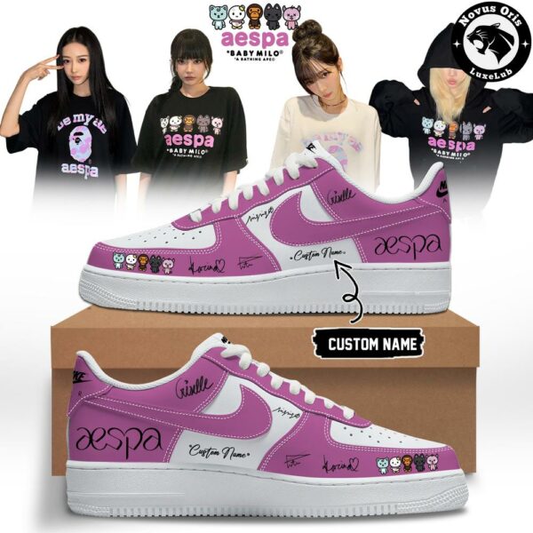 aespa x BAPE Baby Milo Custom Signed Edition Air Force 1 - NovusOris Best Merch For Fans