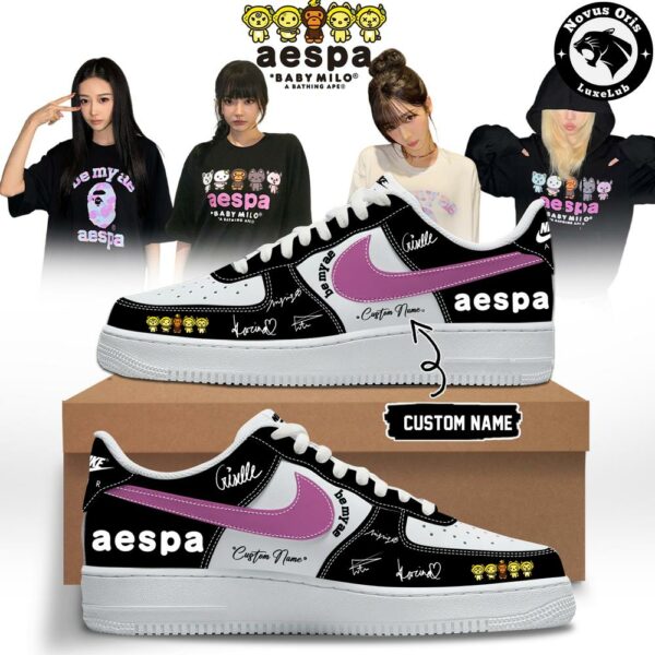 aespa x BAPE Baby Milo Custom Signed Edition Air Force 1 - NovusOris Best Merch For Fans