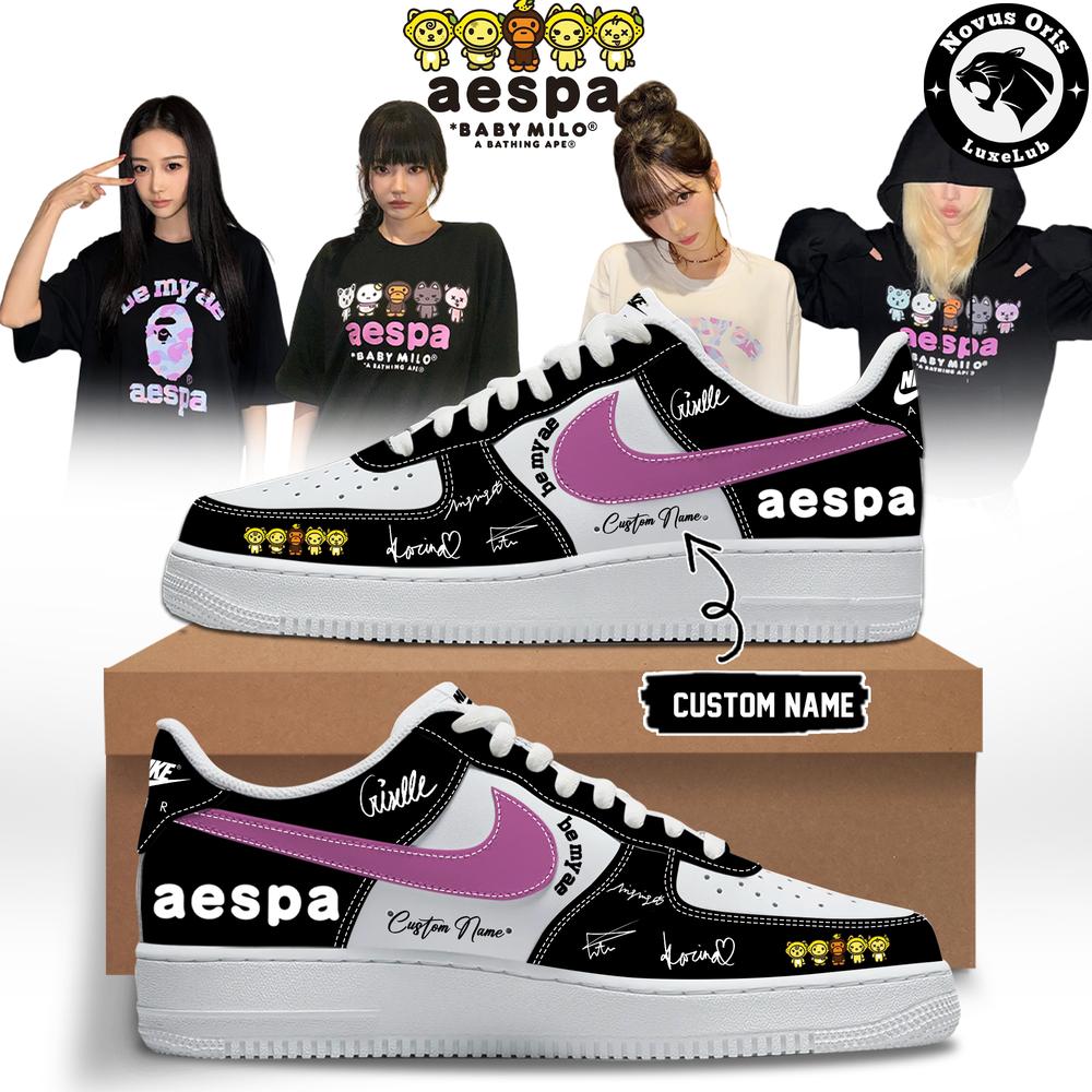 aespa x BAPE Baby Milo Custom Signed Edition Air Force 1 - NovusOris Best Merch For Fans