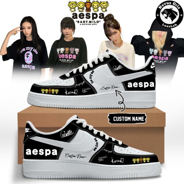 aespa x BAPE Baby Milo Custom Signed Edition Air Force 1 - NovusOris Best Merch For Fans